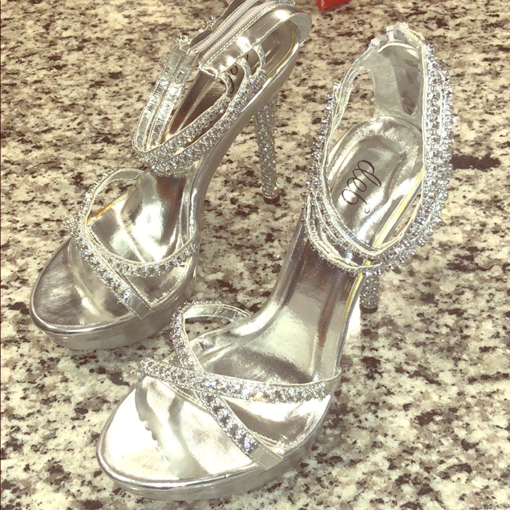 Silver bling heels
